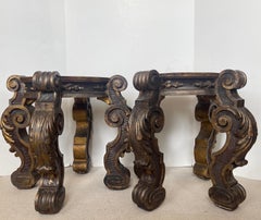 Italian Carved Wood & Gilt Pedestal Tables, A-Pair