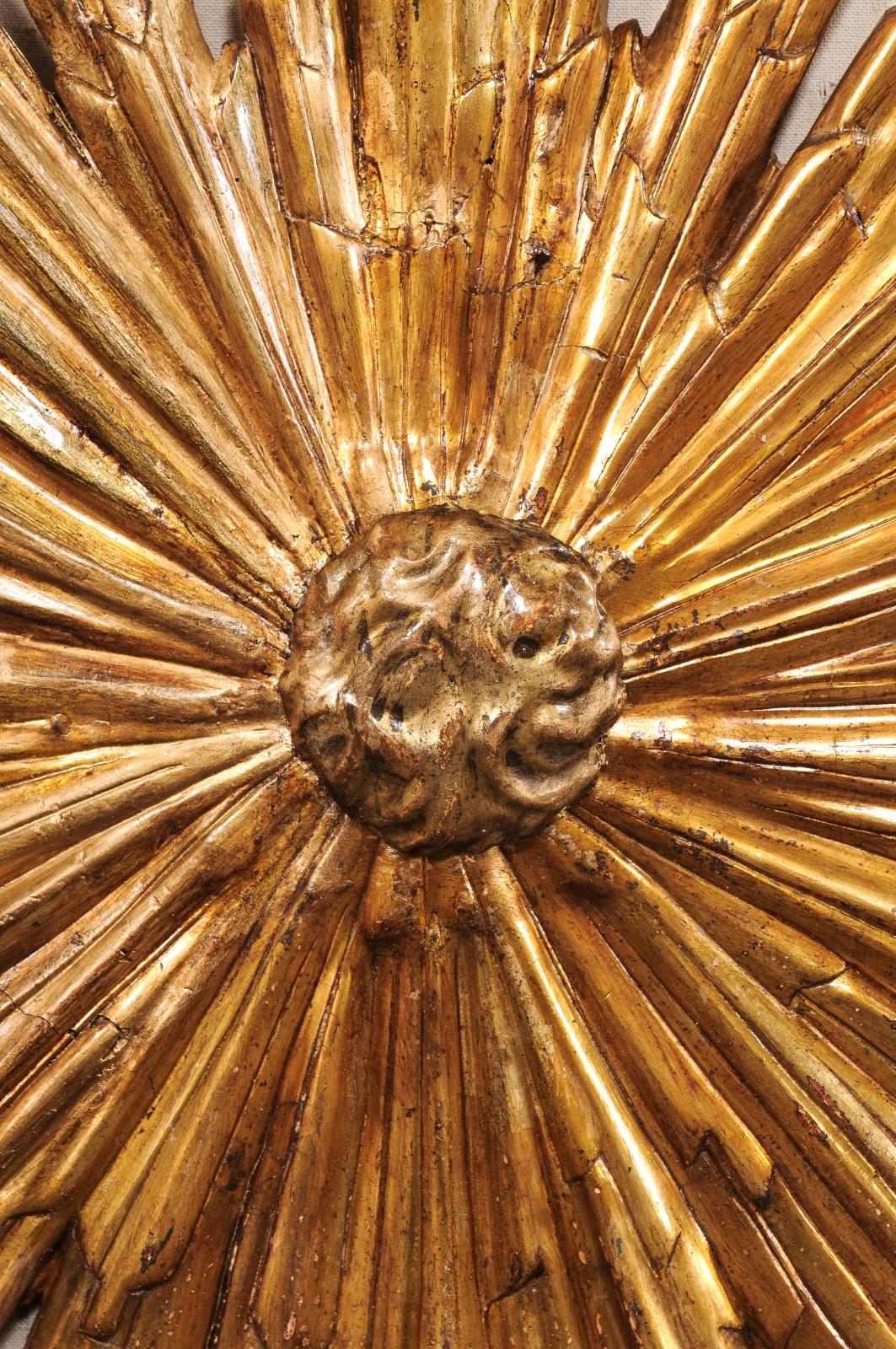 Italian Carved Wood Gold Sunburst w/Undulating Rays, 2.75 Ft. Diameter For Sale 6