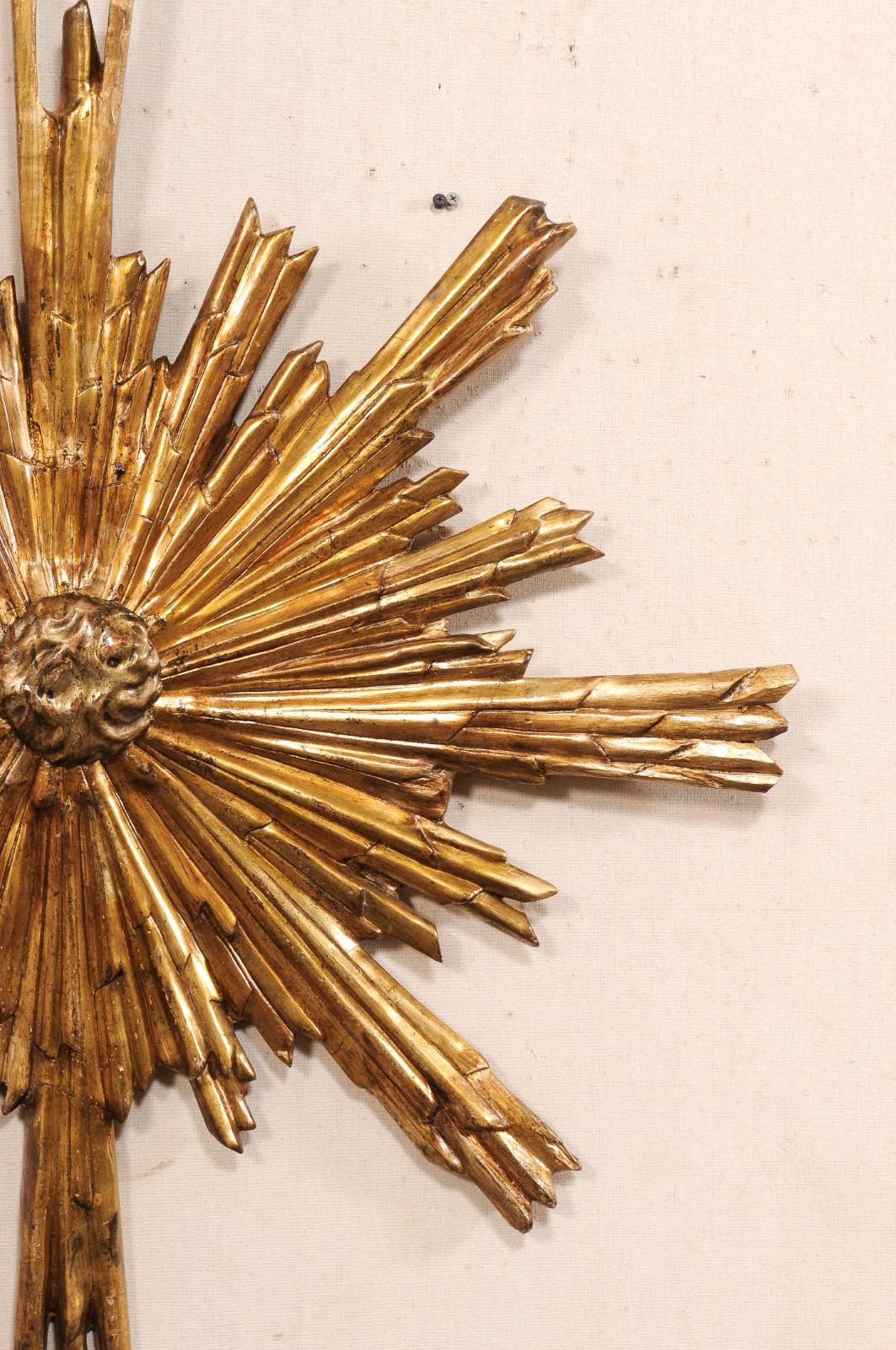 20th Century Italian Carved Wood Gold Sunburst w/Undulating Rays, 2.75 Ft. Diameter For Sale