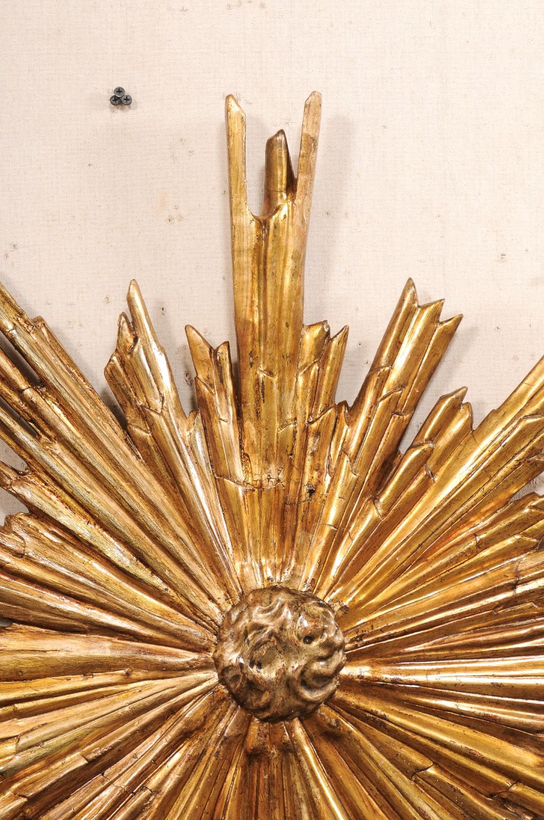 Italian Carved Wood Gold Sunburst w/Undulating Rays, 2.75 Ft. Diameter For Sale 1