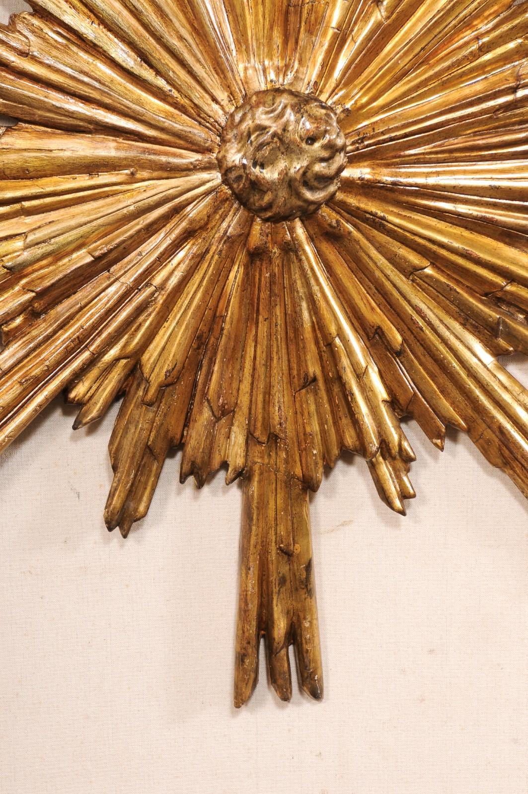 Italian Carved Wood Gold Sunburst w/Undulating Rays, 2.75 Ft. Diameter For Sale 2