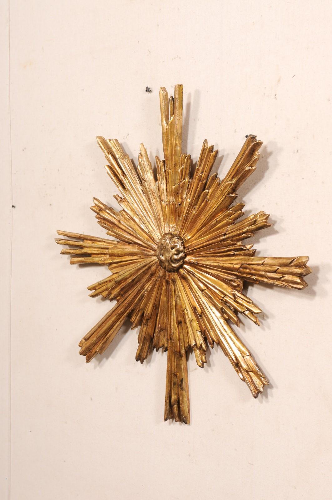 Italian Carved Wood Gold Sunburst w/Undulating Rays, 2.75 Ft. Diameter For Sale 4