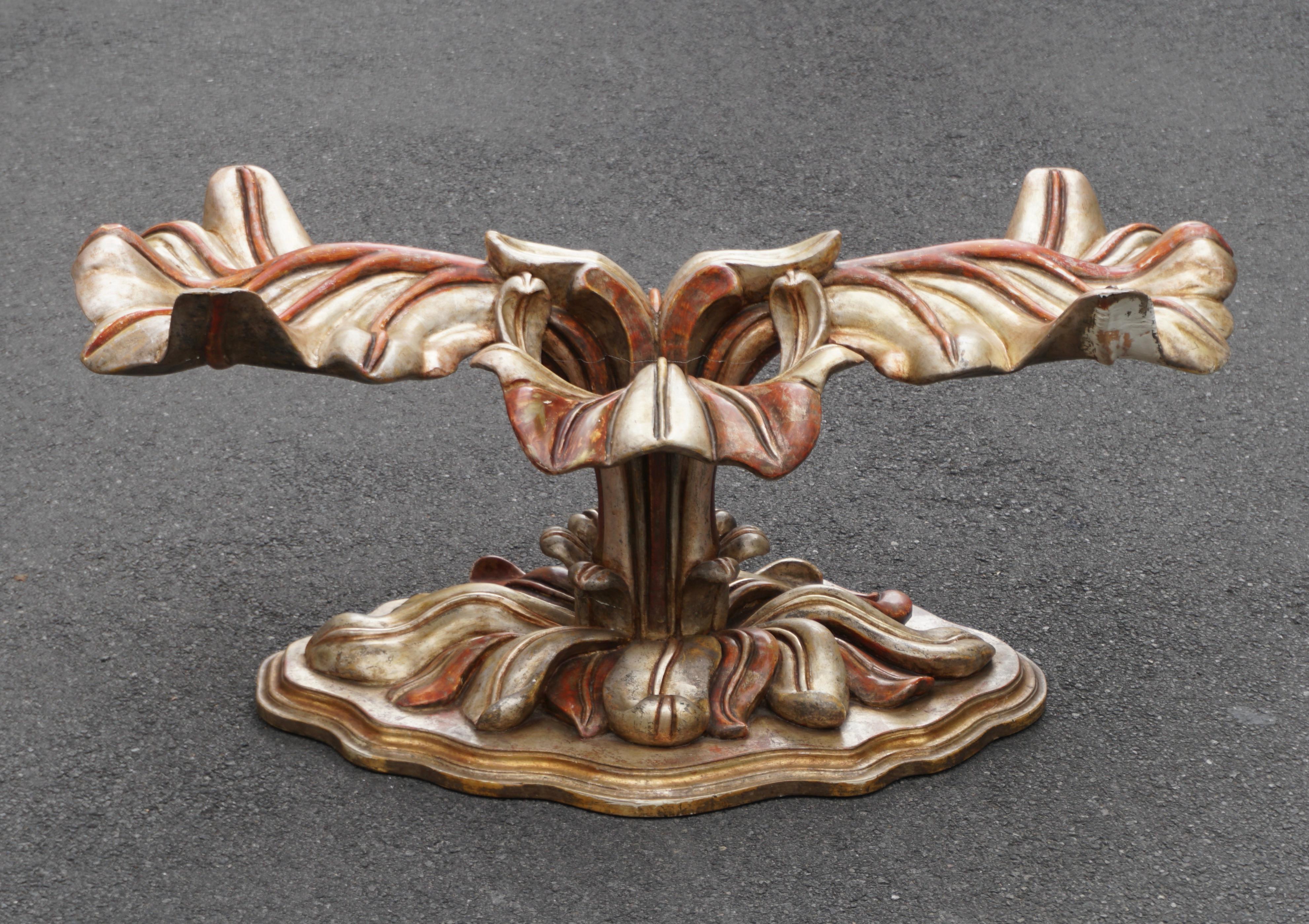 Italian Carved Wood Palm Tree Base Dining Table For Sale 6