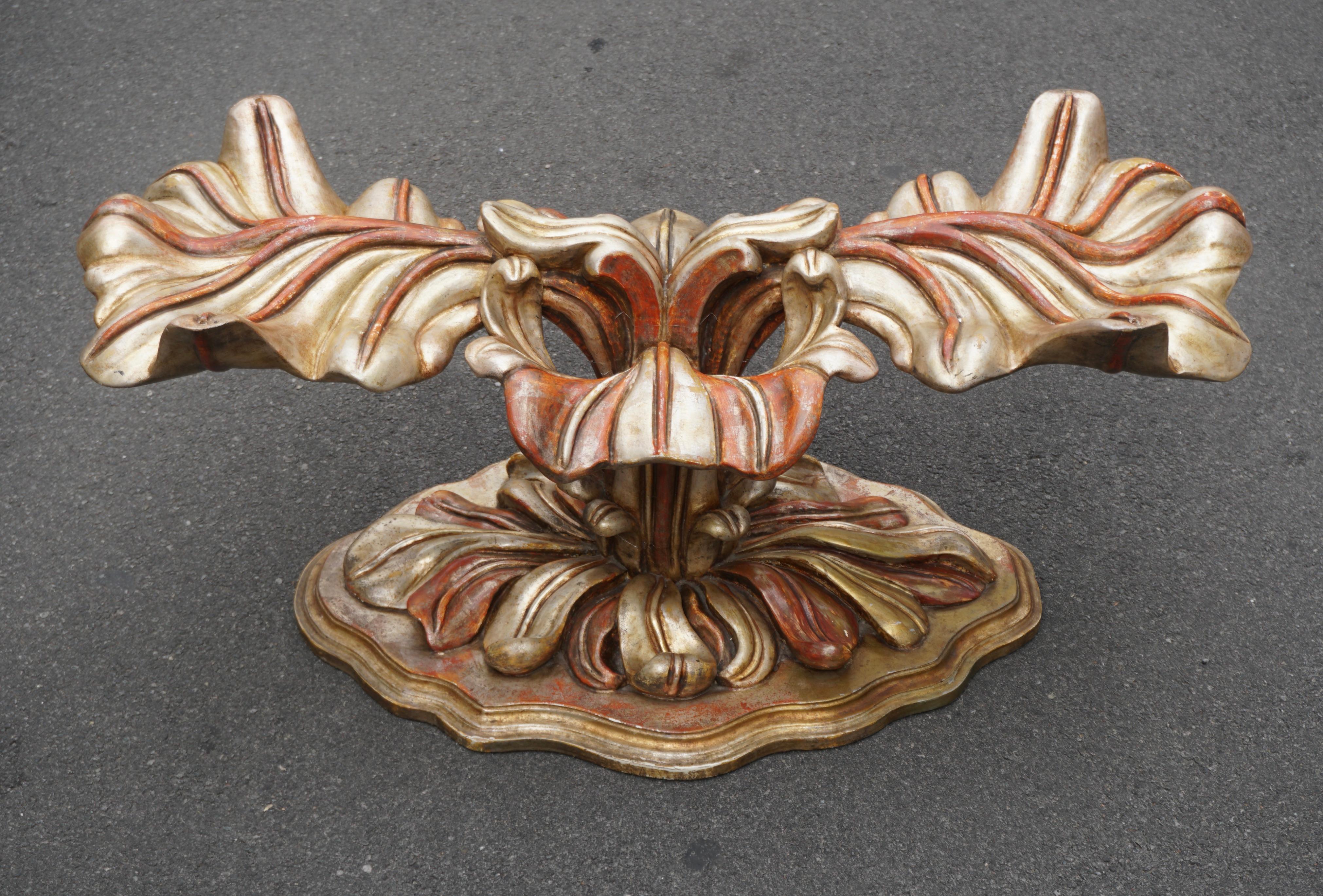 Italian Carved Wood Palm Tree Base Dining Table For Sale 8