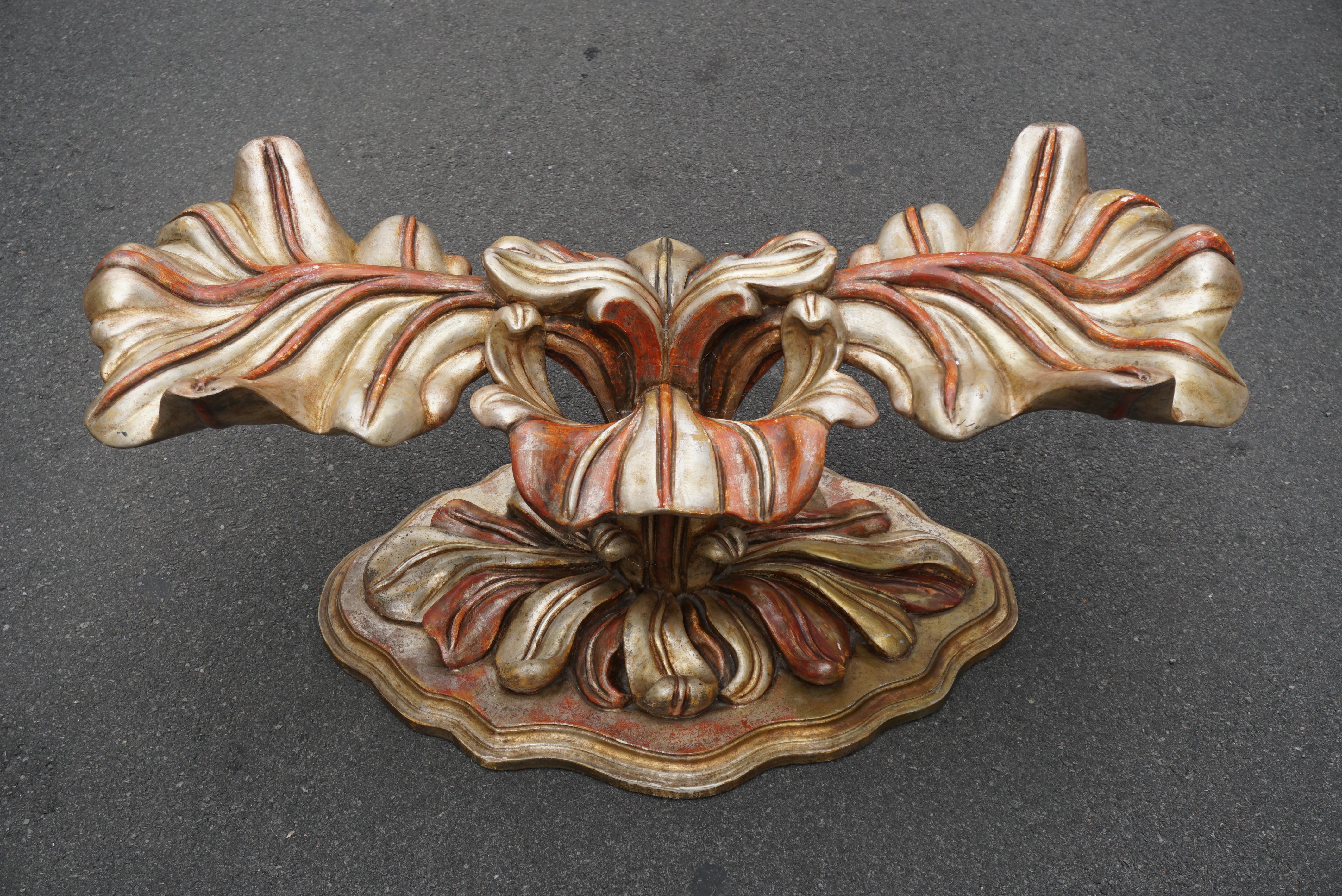 Italian Carved Wood Palm Tree Base Dining Table For Sale 9