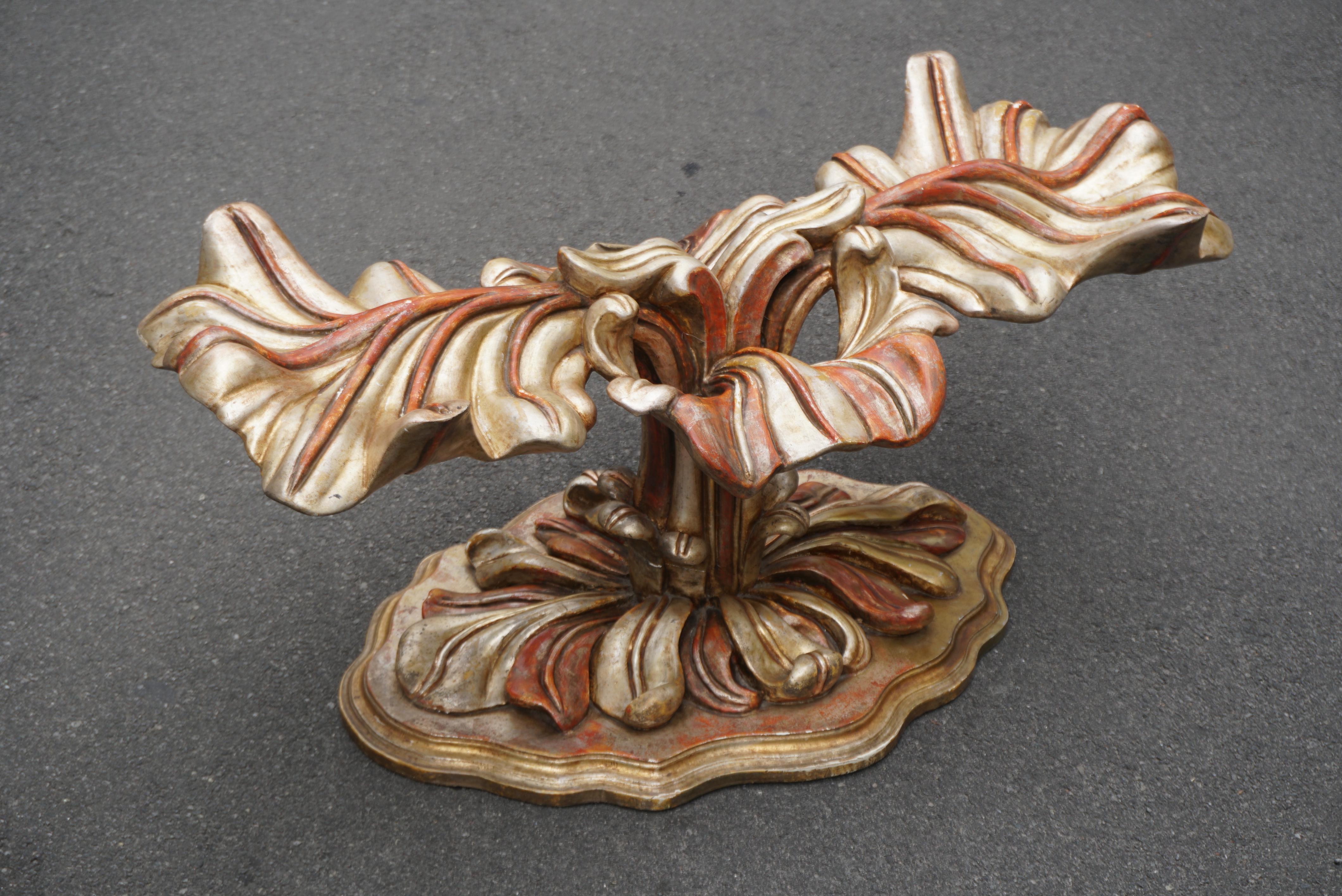 Italian Carved Wood Palm Tree Base Dining Table For Sale 11
