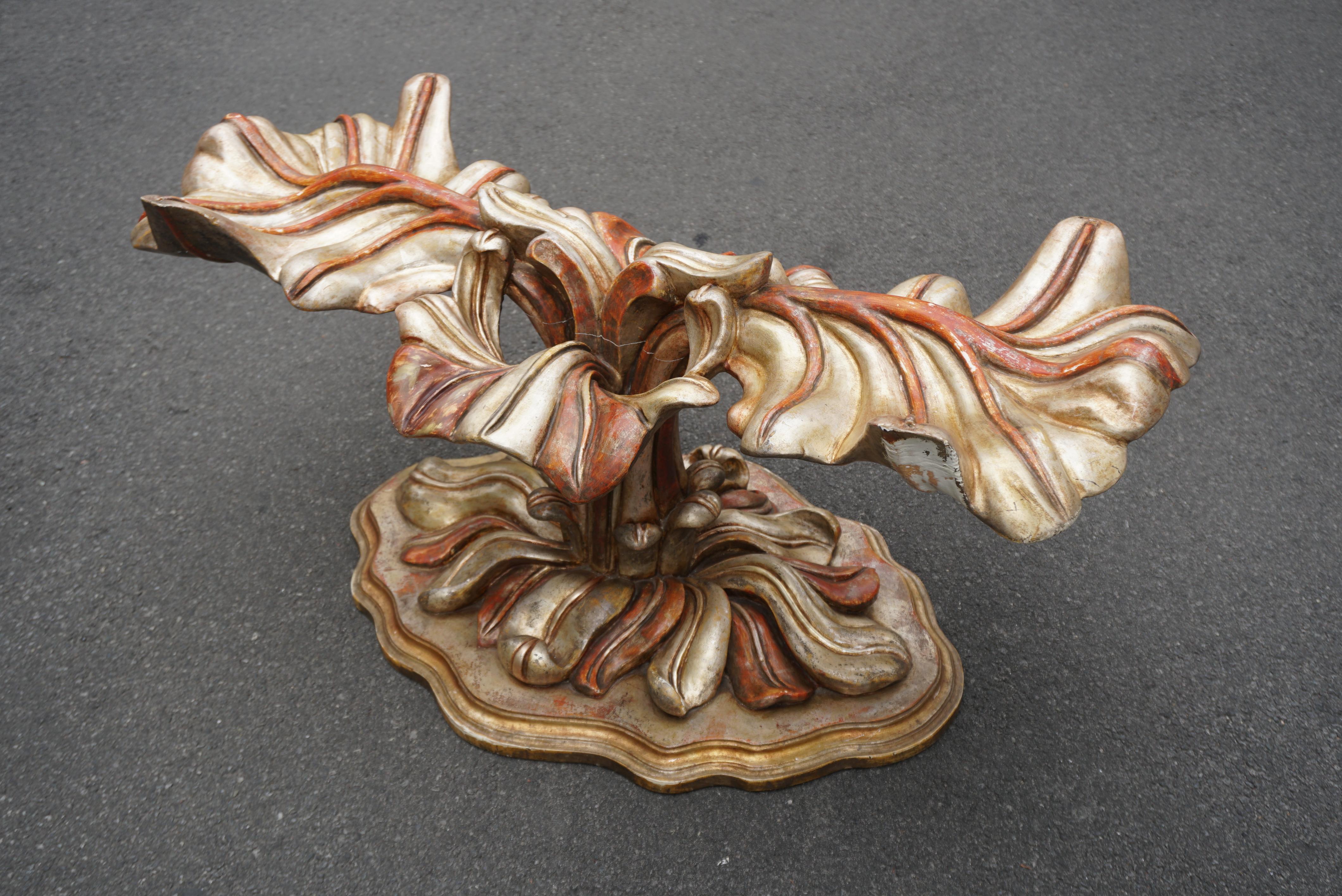Italian Carved Wood Palm Tree Base Dining Table For Sale 13
