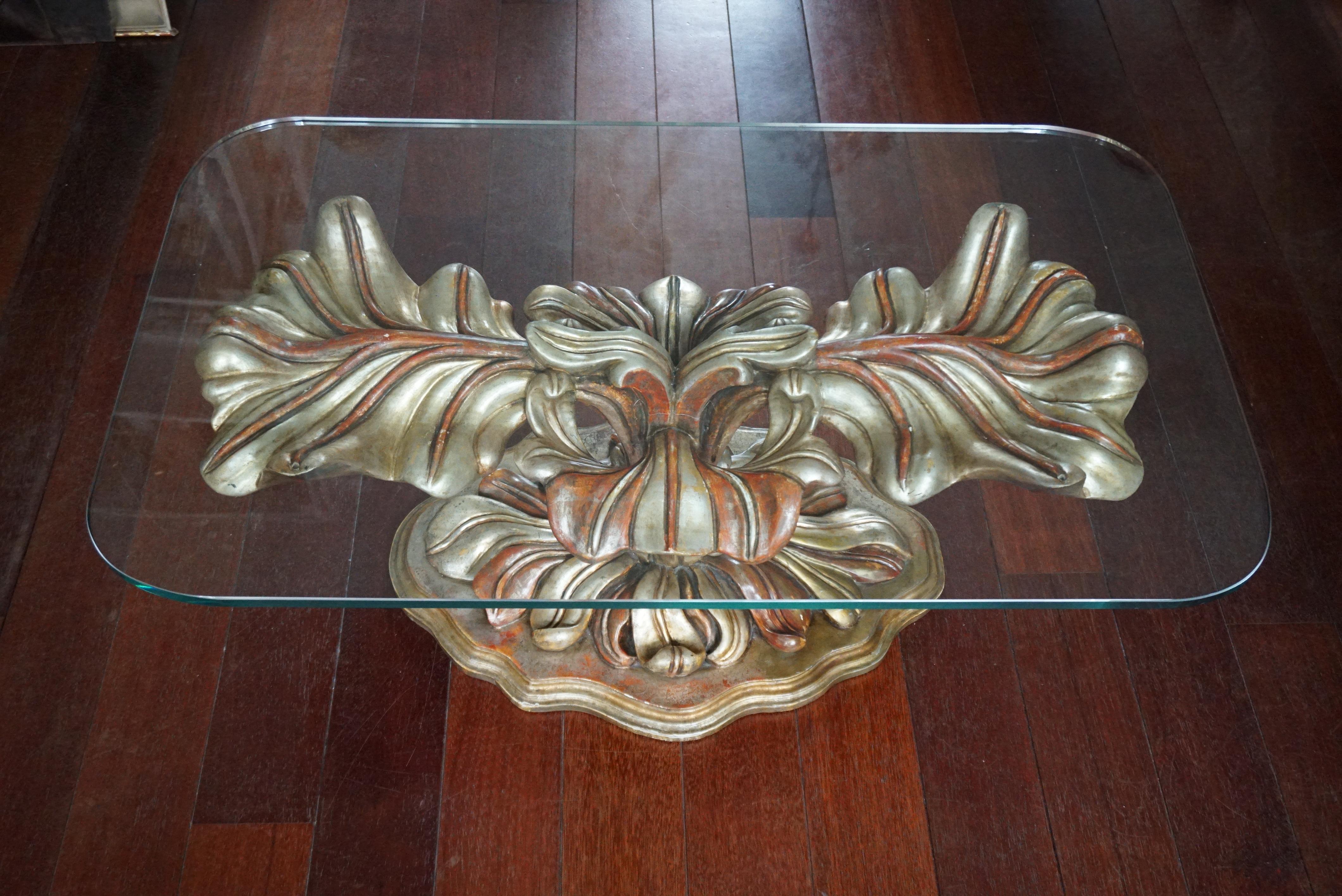 Italian Carved Wood Palm Tree Base Dining Table In Good Condition For Sale In Antwerp, BE
