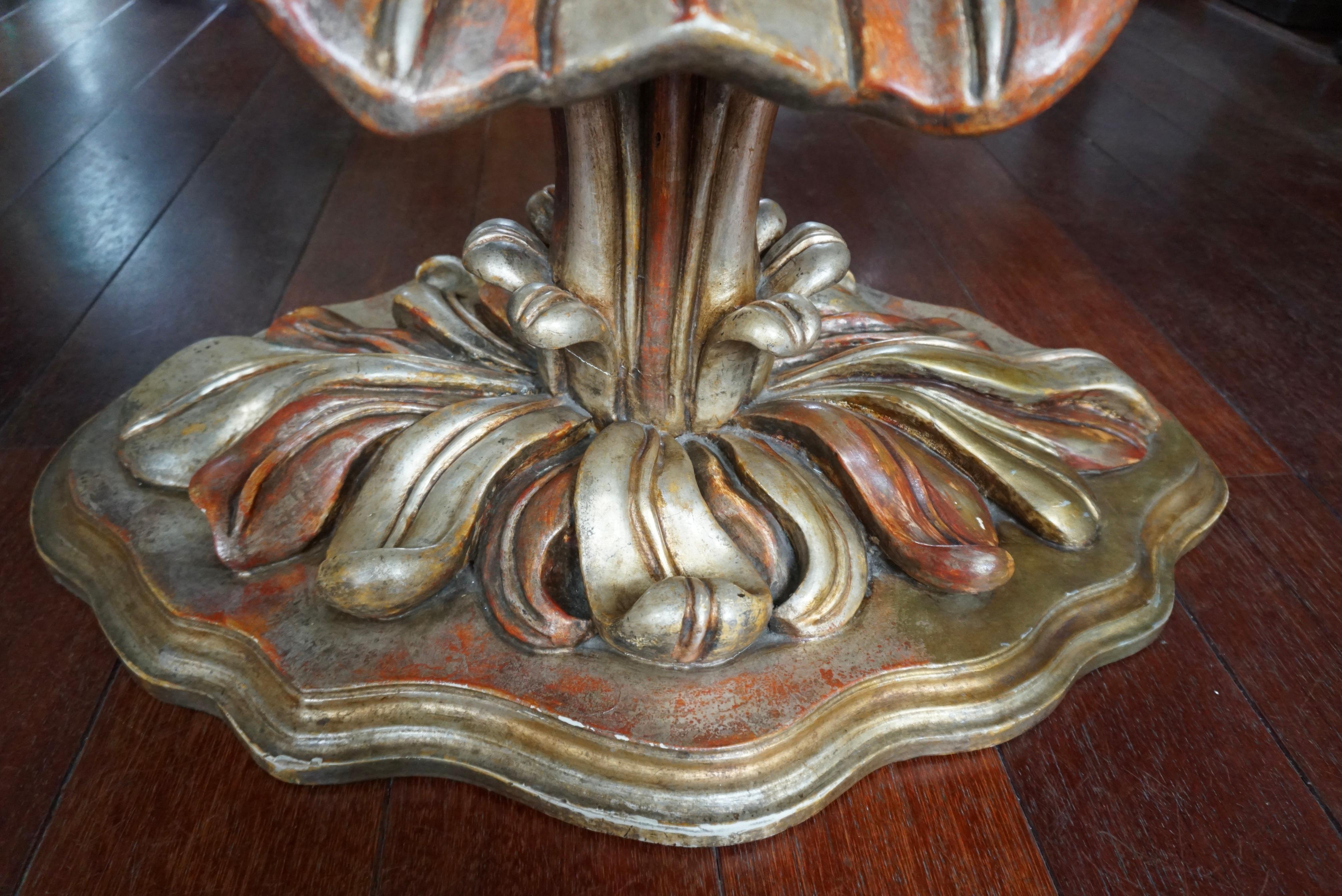 Italian Carved Wood Palm Tree Base Dining Table For Sale 2