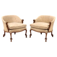 Italian Carved Wood Rope and Tassel Armchairs - A Pair