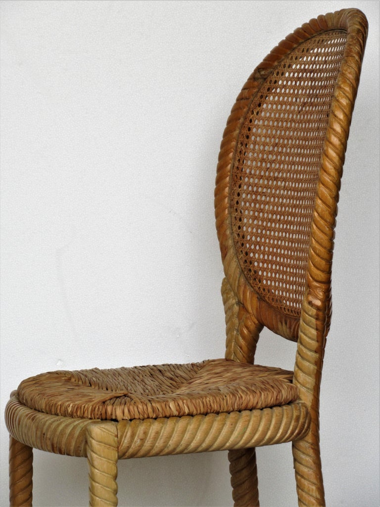 Italian Carved Wood Rope Chair For Sale at 1stDibs