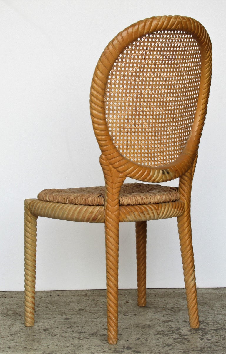 Italian Carved Wood Rope Chair For Sale at 1stDibs