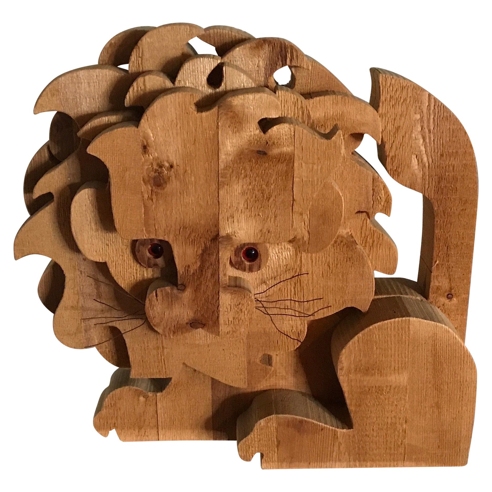 Italian Carved Wood Sculpture of a Lion