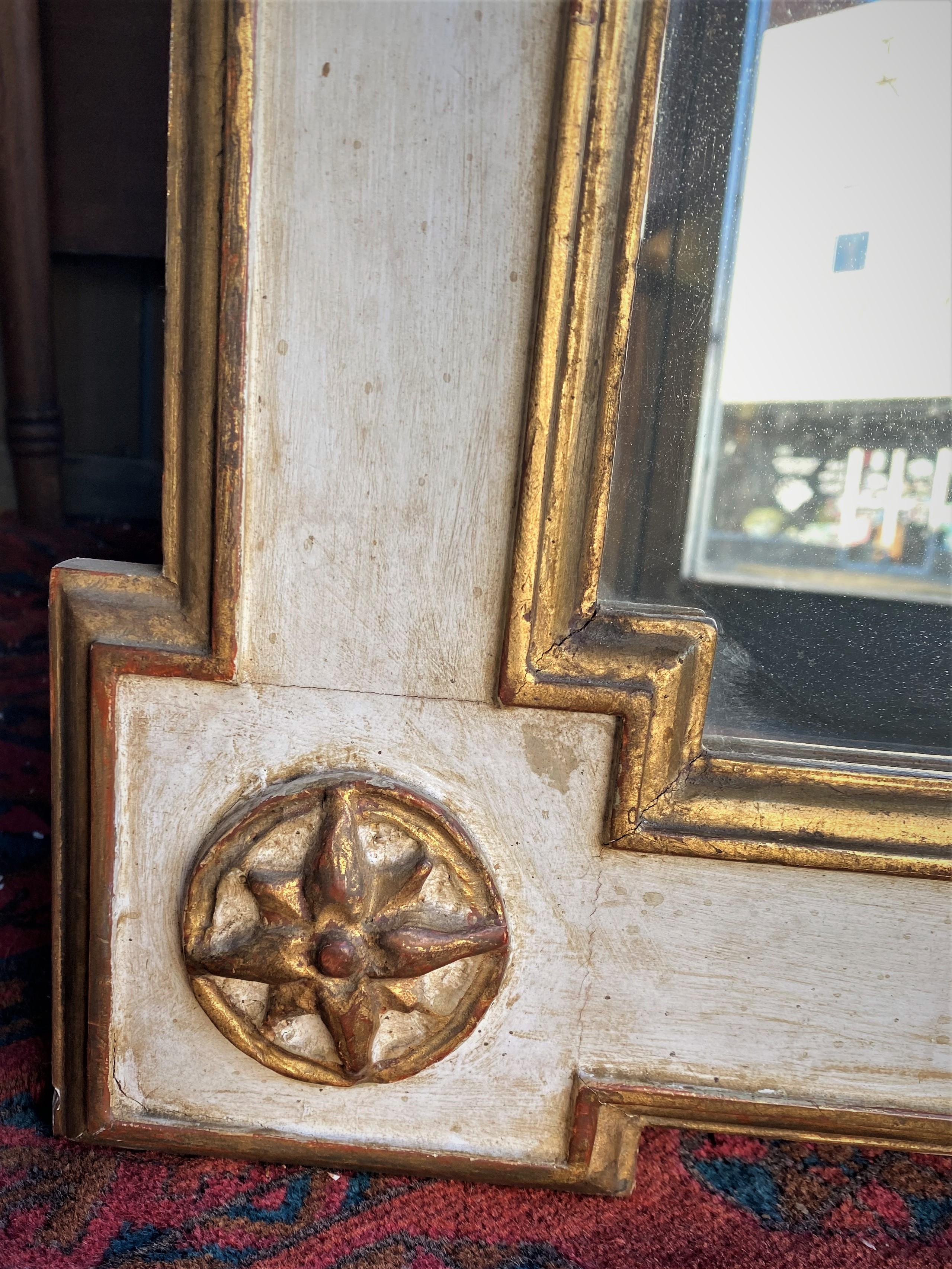 Italian Carved Wood Shell Star Wheat & Draped Fabric Large Mirror White & Gold For Sale 3
