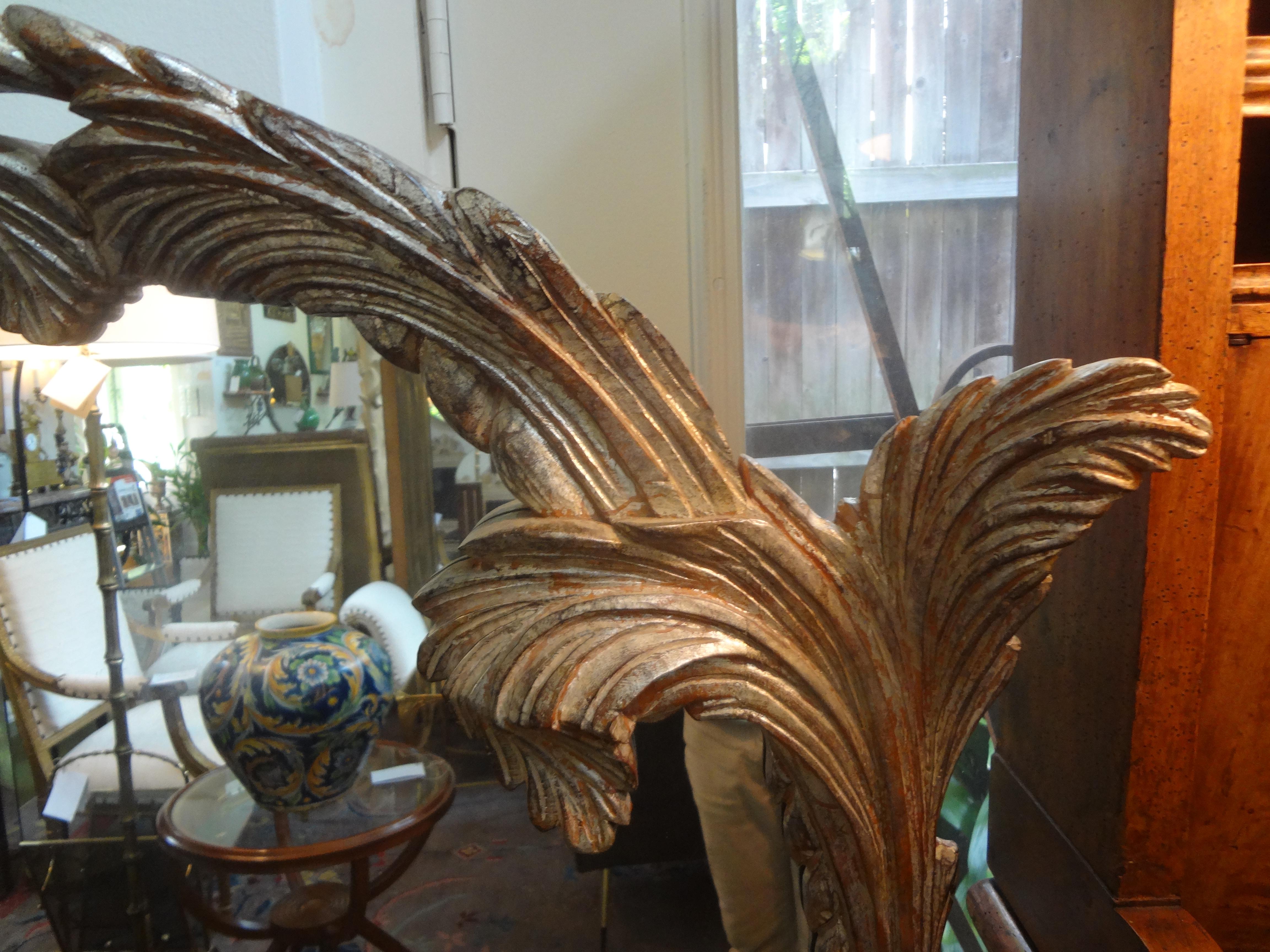 Italian Carved Wood Silver Gilt Mirror Inspired by Serge Roche In Good Condition In Houston, TX