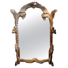 Italian Carved Wood Silver Gilt Mirror Inspired by Serge Roche