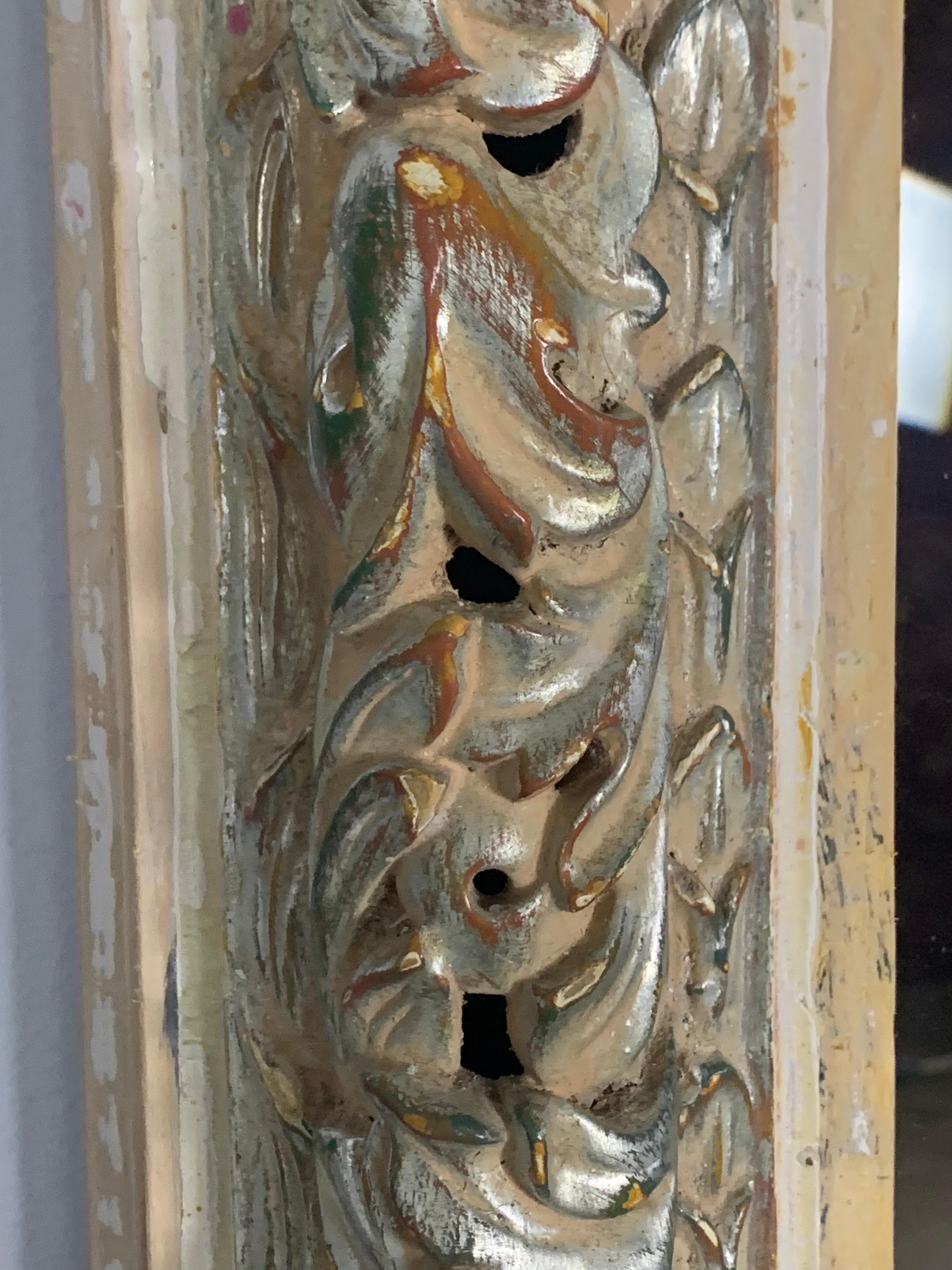 Baroque Italian Carved Wood Silvered Mirror, C. 1940 For Sale