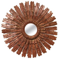 Italian Carved Wood Starburst Mirror, Mid 20th Century