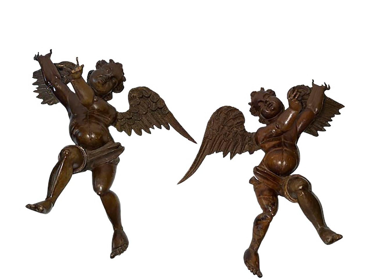 Italian Carved Wooden Angels For Sale 1