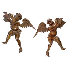 Italian Carved Wooden Angels