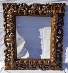 Italian Carved Wooden Frame, Italy, 17th Century, Florence Baroque Mirror
