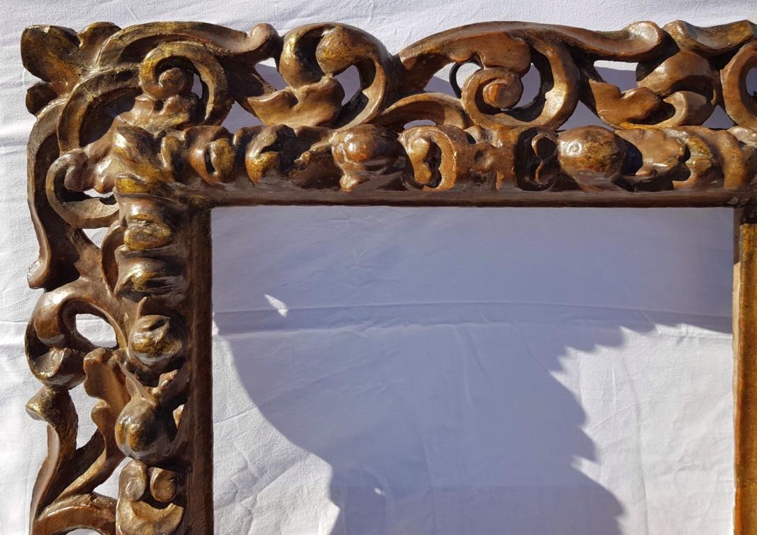Hand-Carved Italian Carved Wooden Frame, Italy, 17th Century, Florence Baroque Mirror For Sale