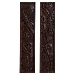 Italian Carved Wooden Wall Panel by Gianni Pinna, 1970s - 2 Available