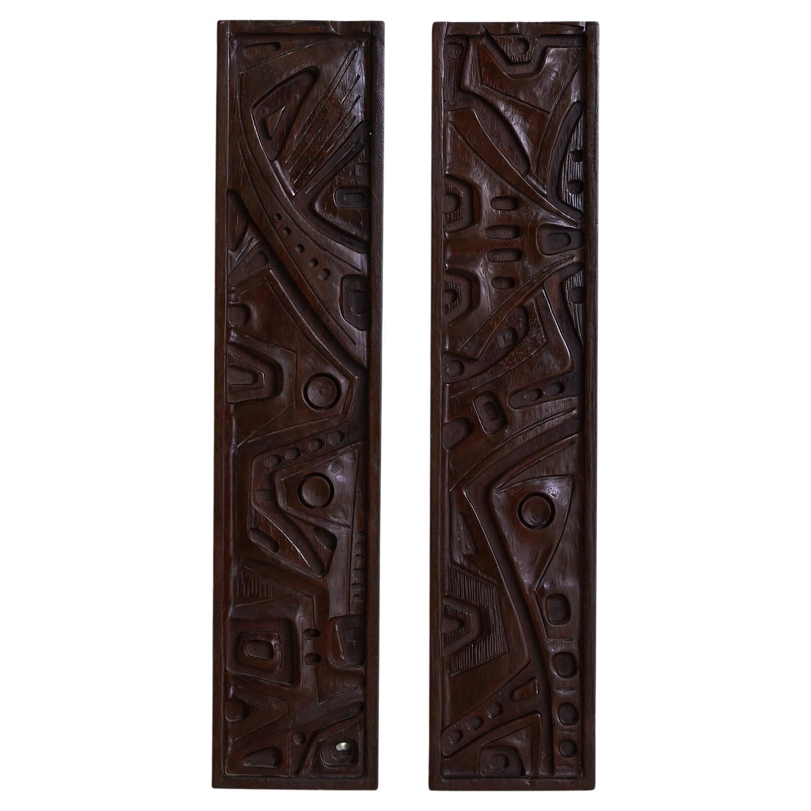 Italian Carved Wooden Wall Panel by Gianni Pinna, 1970s