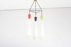 Italian Cascade Ceiling Lamp in Brass, Glass and Iron, Italy