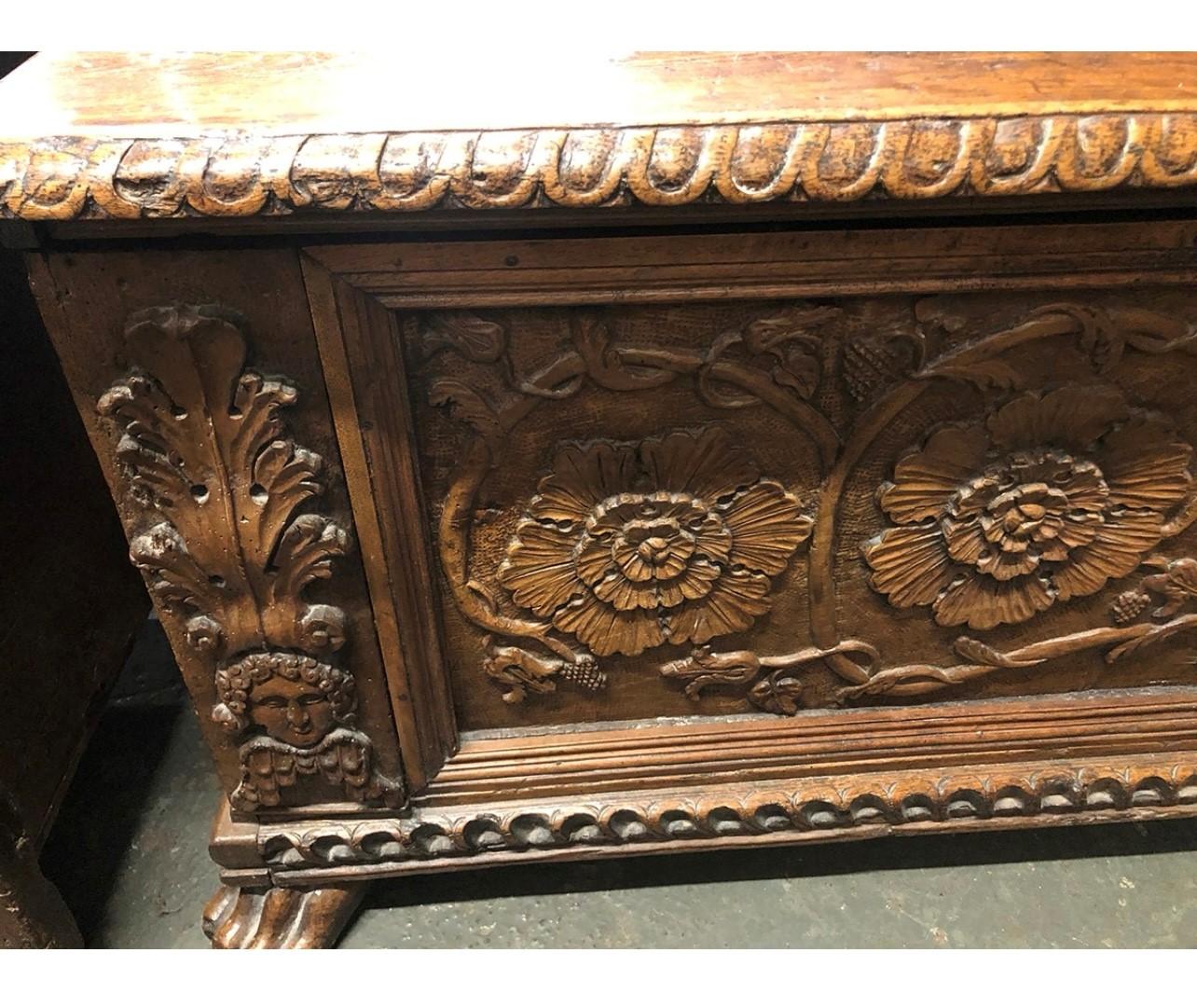 Italian Cassone Circa 1590 and Later In Distressed Condition In Flower Mound, TX