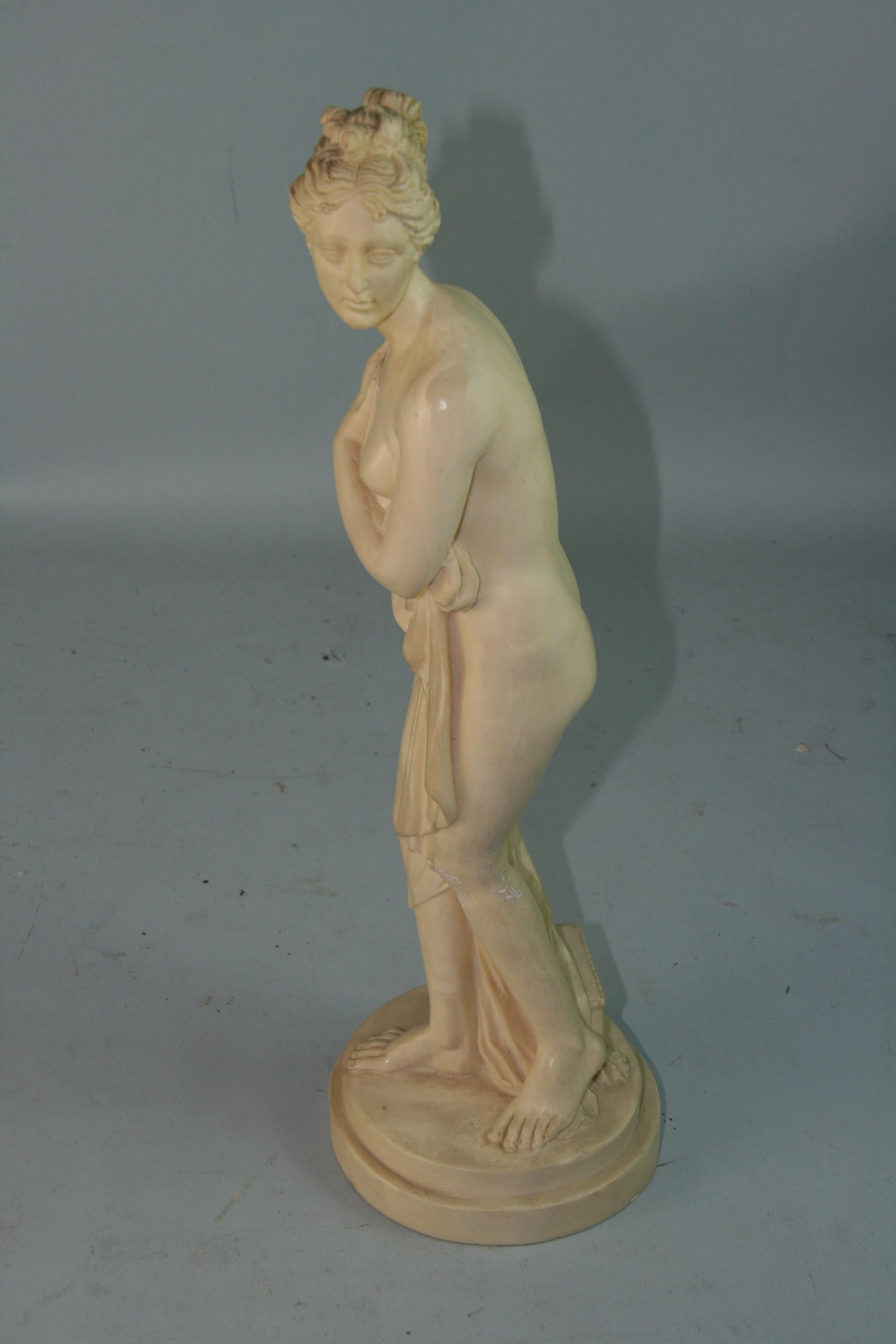 Late 20th Century Italian Cast Bathing Venus Sculpture By A.Santini For Sale