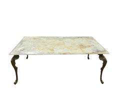 Italian Cast Brass Cabriole Leg Coffee Table with Onyx Top