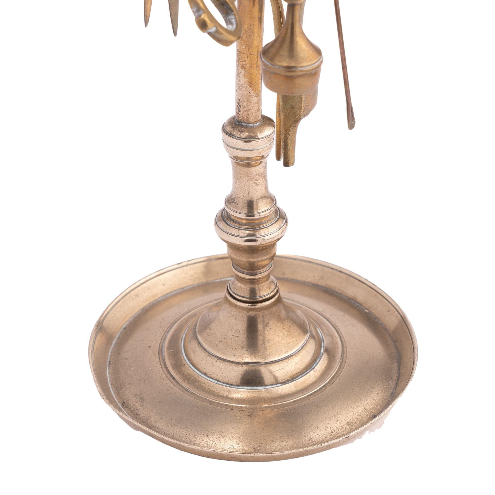 Italian Cast Brass Four Burner Lucerne Oil Lamp '1810' For Sale 6