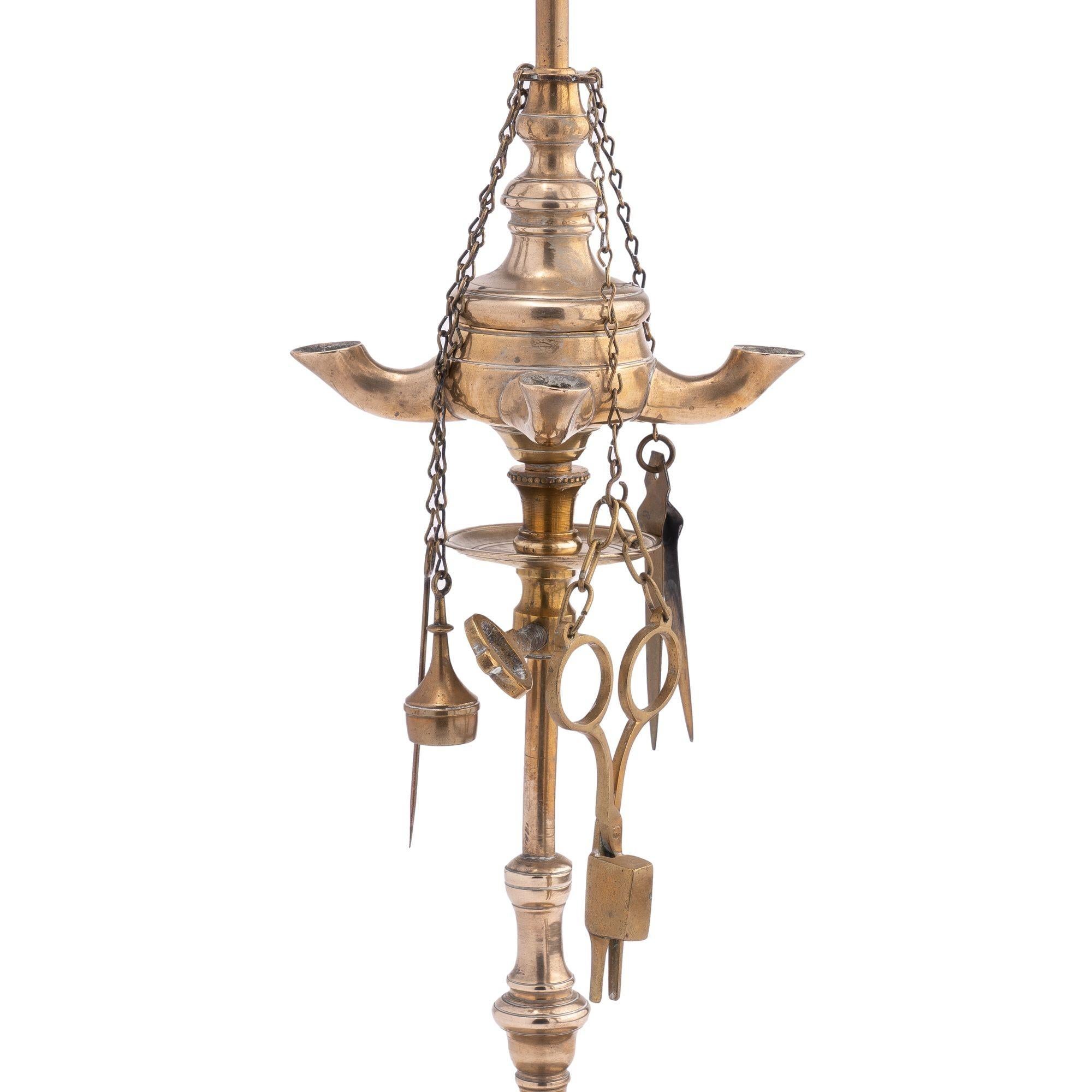 Italian Cast Brass Four Burner Lucerne Oil Lamp '1810' 1
