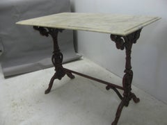 Italian Cast Iron Base with Marble Top Garden Table