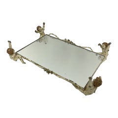 Italian Cast Iron Mirrored Cherub Tray and Centerpiece, 1920s
