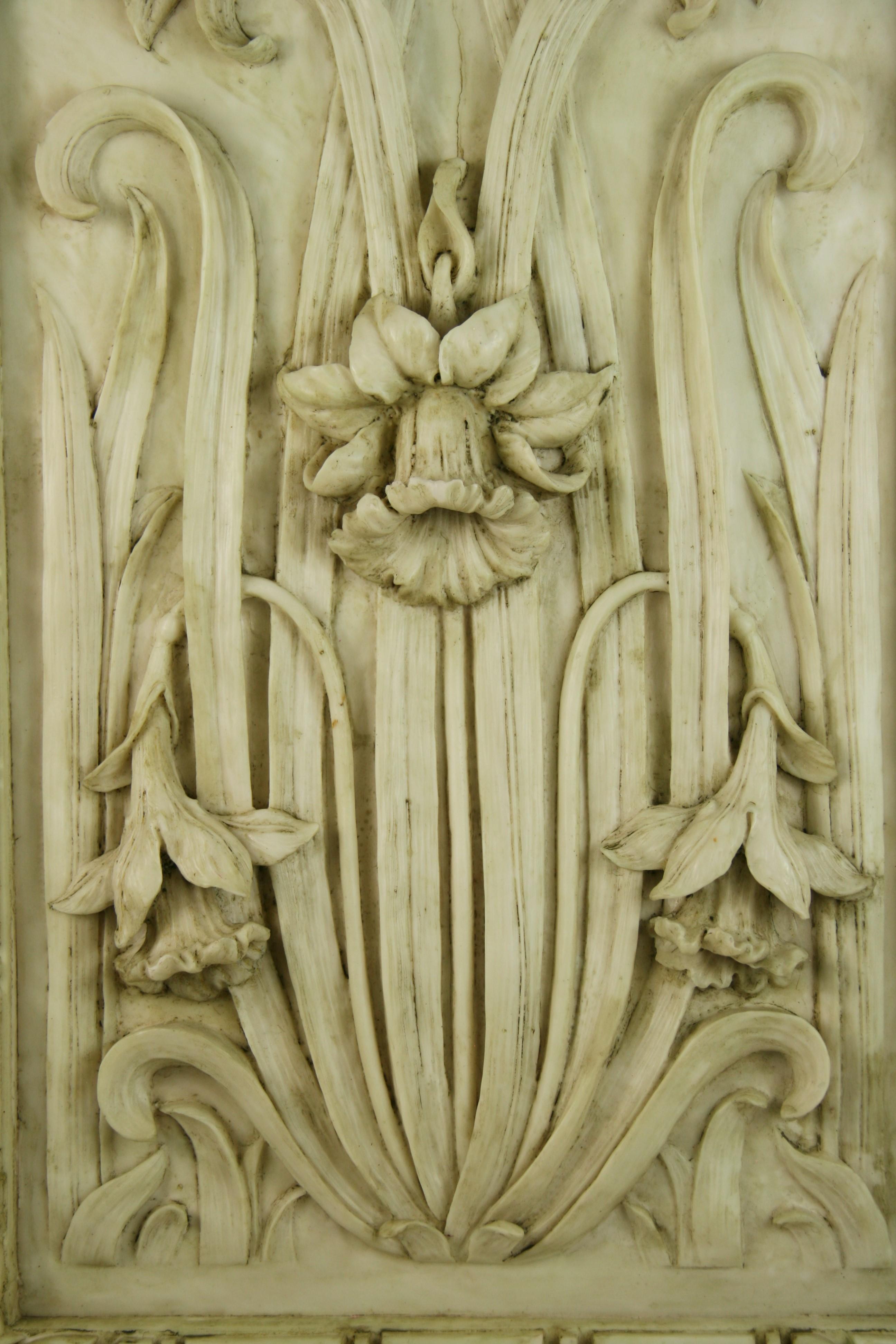 Late 20th Century Italian Cast Resin Stone Daffodil Architectural Panel(2 panels Available)