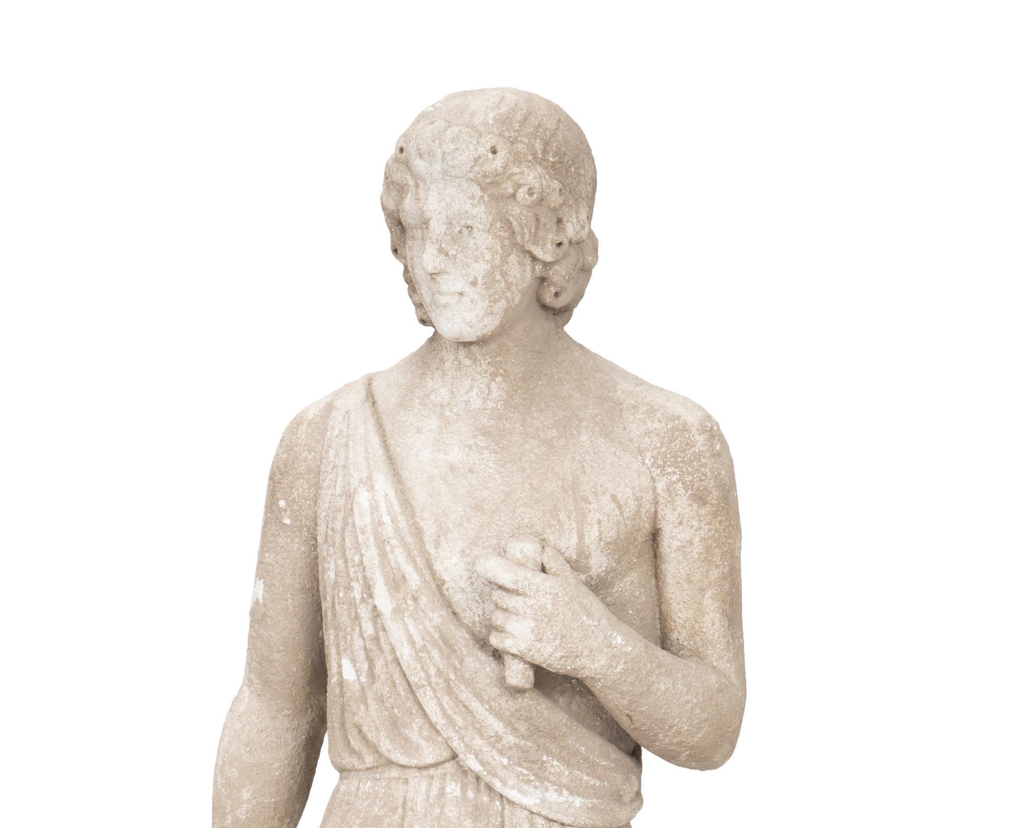 Sculpture romaine italienne sur pied en pierre moulée Bon état à Cypress, CA