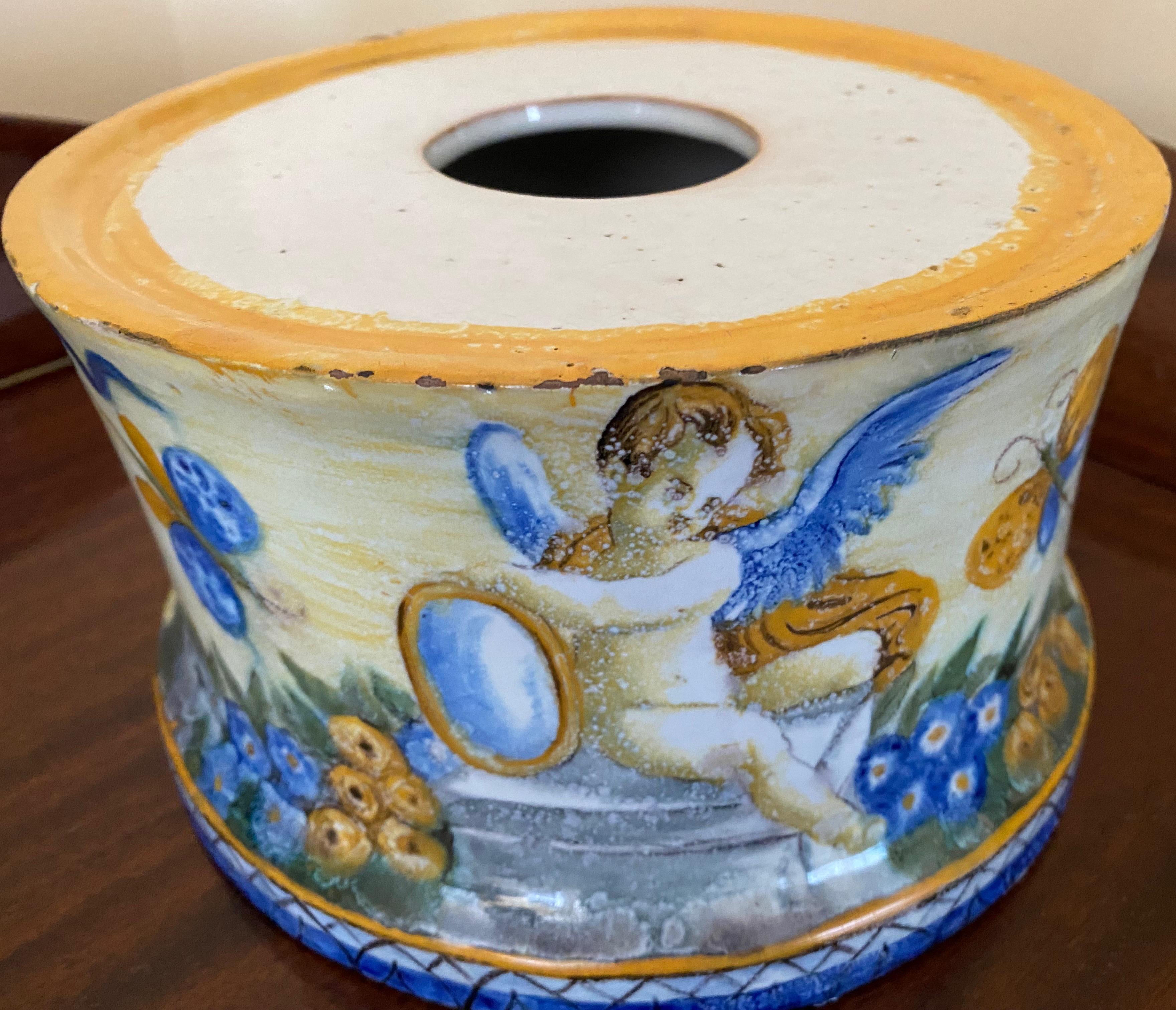 Hand-Painted Italian Castelli Majolica Bases, circa 1800 For Sale