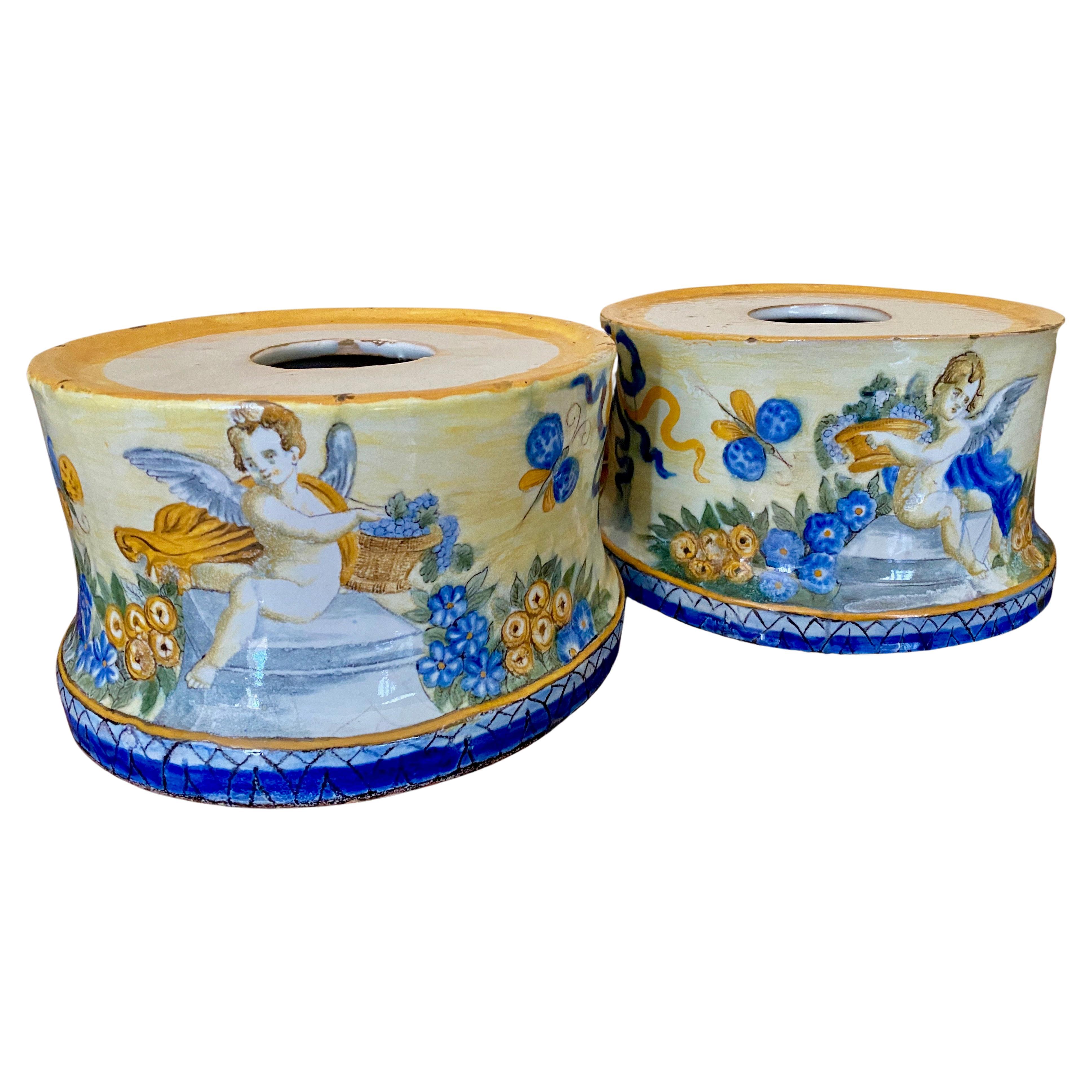 Italian Castelli Majolica Bases, circa 1800 For Sale