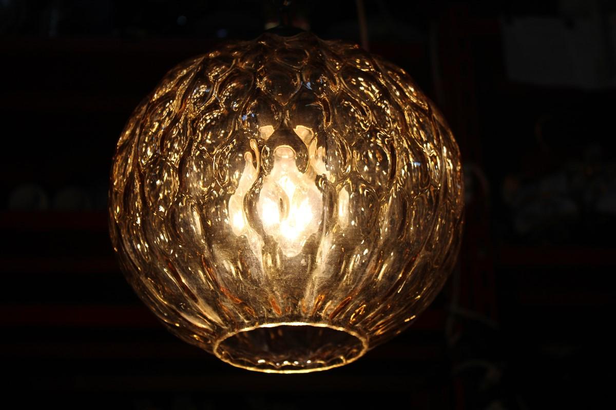 Italian Ceiling Ball Chandelier Venini Yellow Brass Chain, Italy, 1950s  For Sale 10