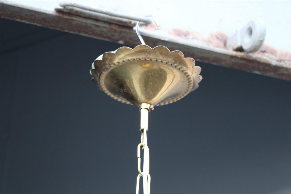 Mid-Century Modern Italian Ceiling Ball Chandelier Venini Yellow Brass Chain, Italy, 1950s  For Sale