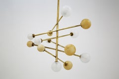 Italian Ceiling Chandelier in Glass and Brass Contemporary