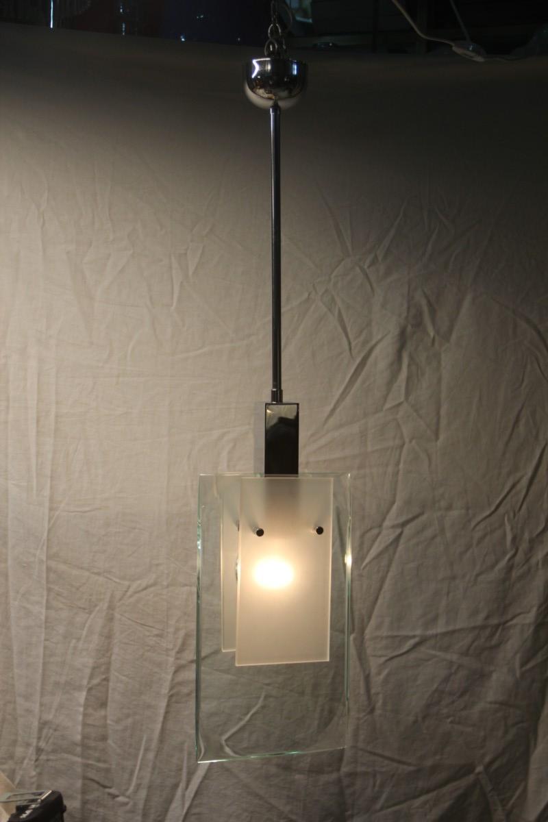 Lustre de plafond italien design minimal Gallotti & Radice 1970 Cristal Souvent.