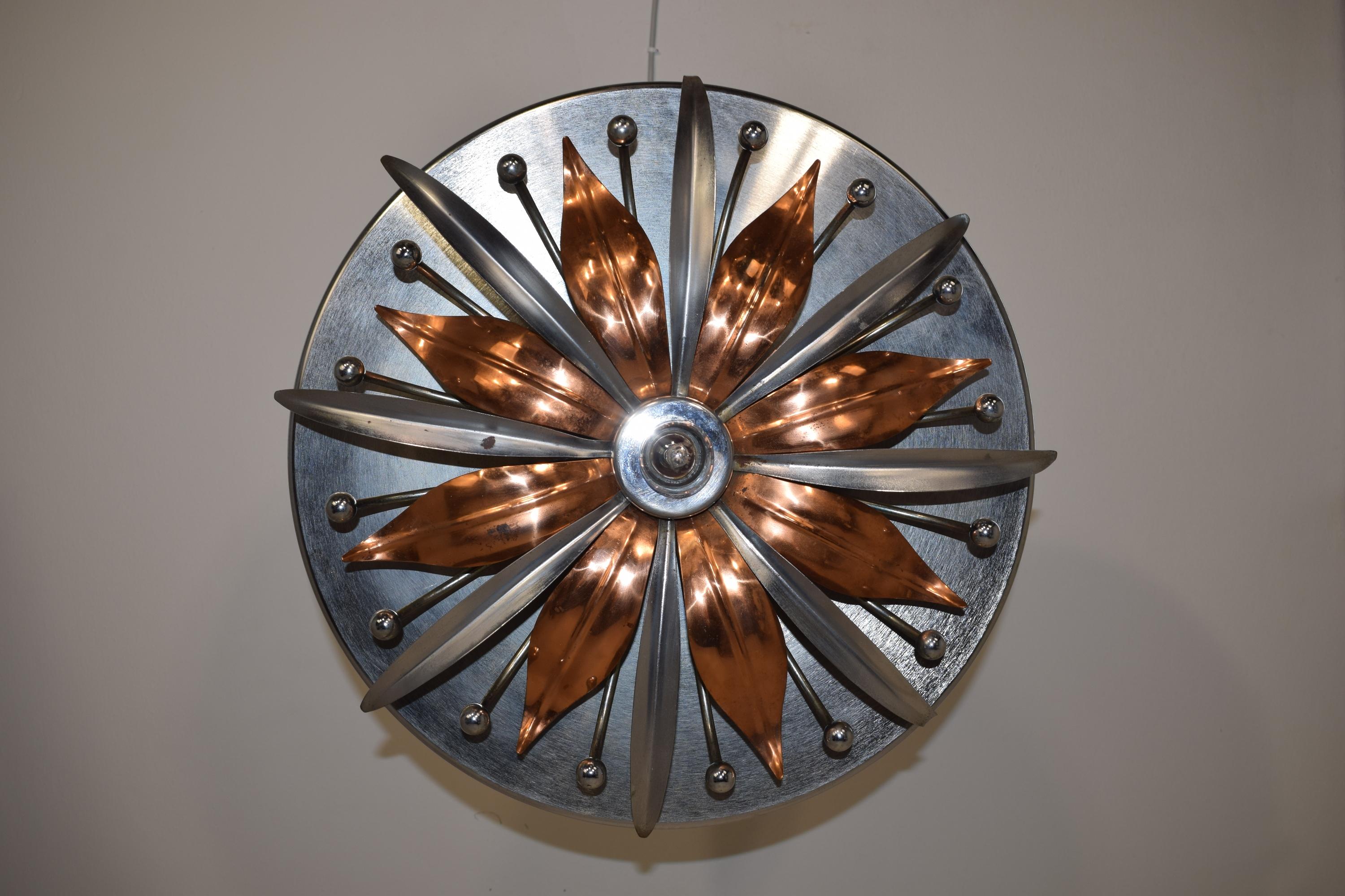 Copper Italian Ceiling Lamp, 1960s