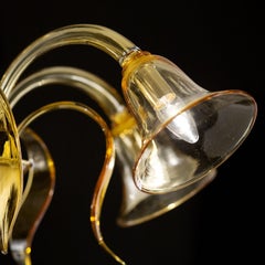 Lámpara de techo italiana 5 brazos ámbar cristal de Murano by Multiforme