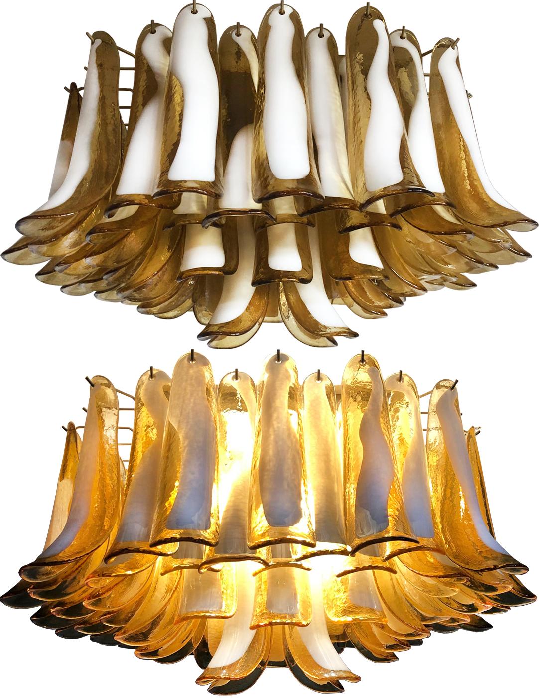 Italian Ceiling Lamp, Glass Petal, Murano For Sale 7