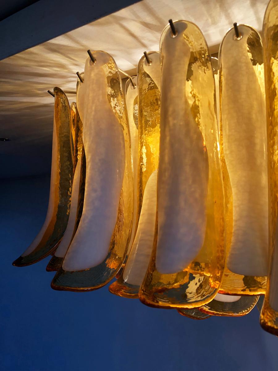 Italian Ceiling Lamp, Glass Petal, Murano For Sale 9