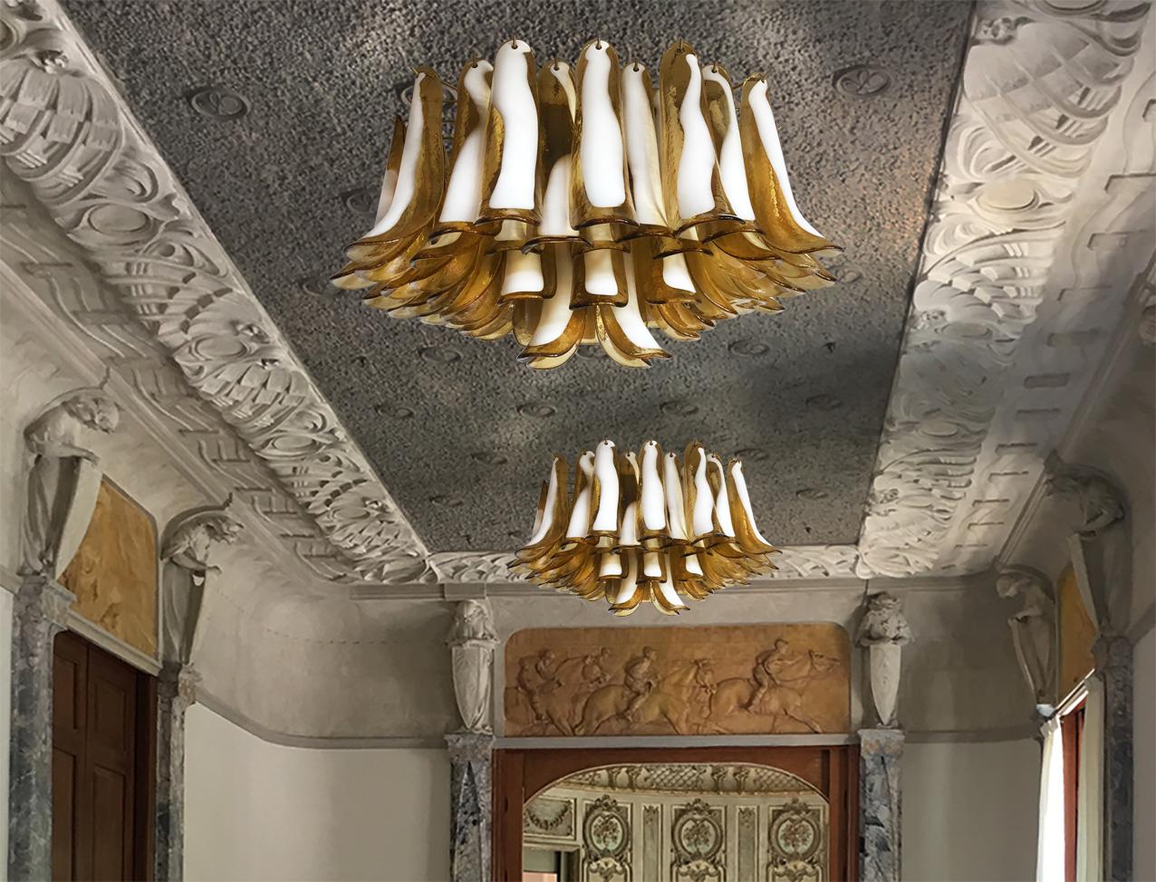 Italian Ceiling Lamp, Glass Petal, Murano For Sale 10