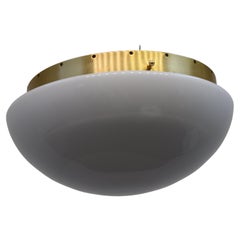 Italian Ceiling Lamp, Brass and Glass, 1960s